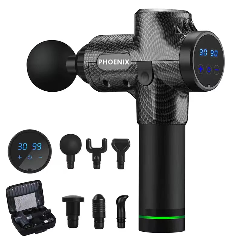 Massage gun with interchangeable heads for muscle recovery
