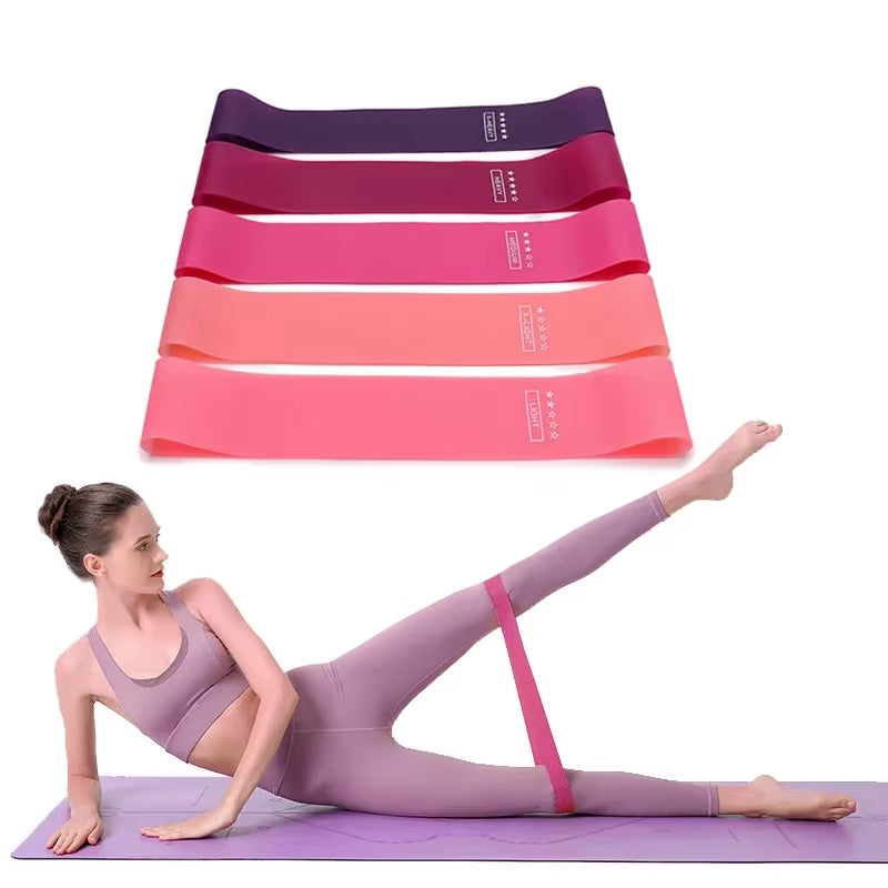 Set of five loop resistance bands for home workouts