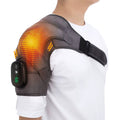 Heated shoulder massage wrap worn on shoulder with heat glow