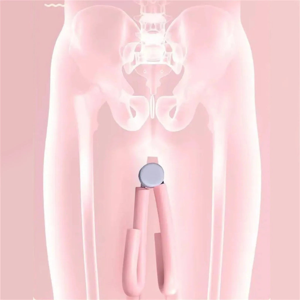 Diagram showing thigh exerciser used for hip and thigh targeting