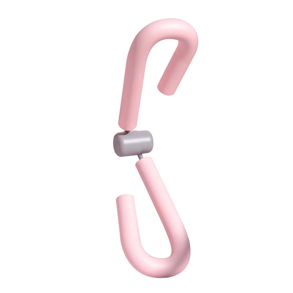 Pink thigh exerciser with spring and foam padded ends