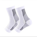 Pair of white open-toe compression foot and ankle sleeves