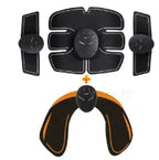 EMS abs stimulator pad glowing orange during use