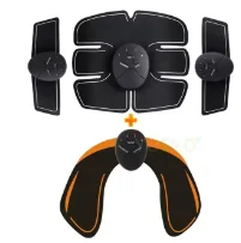 EMS abs stimulator pad glowing orange during use