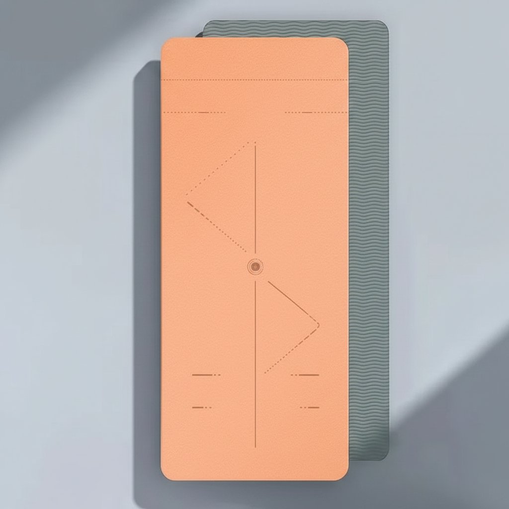 Orange non slip yoga mat with textured surface